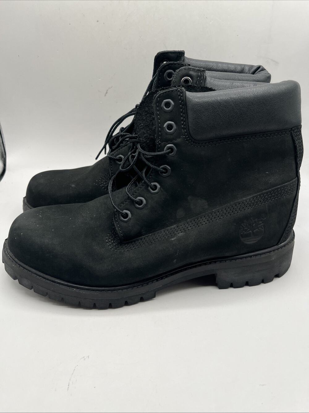 Timberland Men’s Black Leather Lace-Up Work Boots Round Toe Sz 8 M